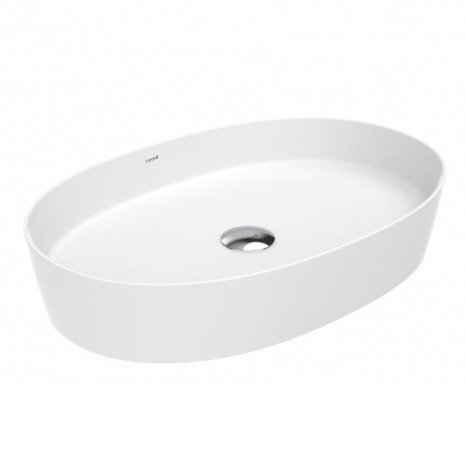 Мивка за плот Loop 70х40 см. снежнобяла порцеланова тънко стенна мивка за баня, монтаж върху плот, онлайн магазин KERANOVA