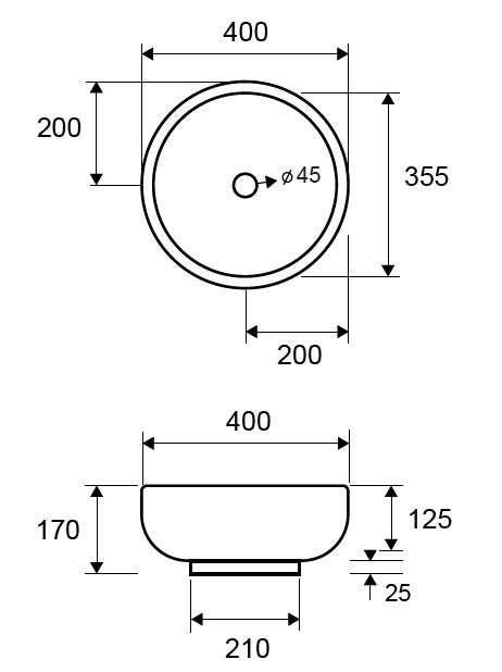 Купа LT-3065 40х40 см. кръгла купа за монтаж на плот, размери 40x40x17 см, от Гърция - KERANOVA онлайн магазин