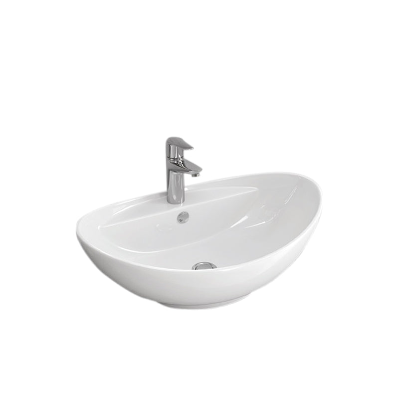 Мивка LT-3073 59х39 см. овална мивка за плот, бял порцелан, произход Гърция — онлайн магазин за обзавеждане за бани KERANOVA