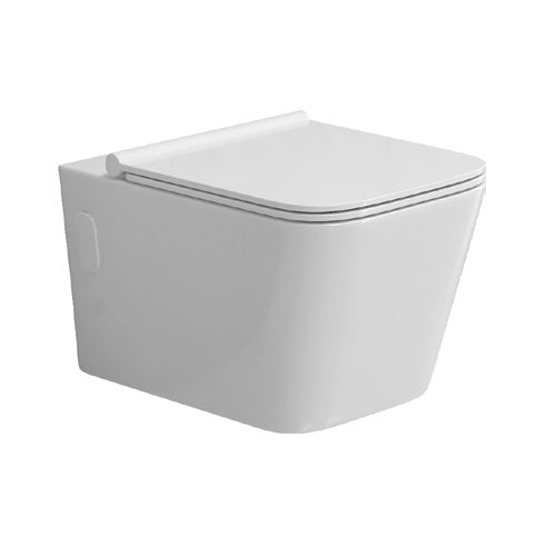 Alt Tag: Конзолна тоалетна LT 003E-R Rimless бяла, без ръб, кубична форма, седалка със забавено падане - онлайн магазин KERANOVA
