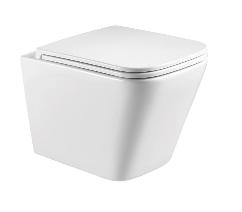 Конзолна тоалетна LT 052E-R Rimless - 49 см. бяла модерна конзолна тоалетна с безръбова чиния и меко затваряне, онлайн магазин KERANOVA