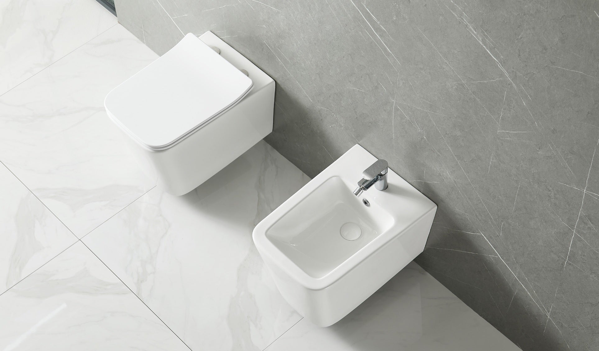 Конзолна тоалетна LT 057E Rimless бяла конзолна тоалетна чиния без ръб с кубичен дизайн – онлайн магазин за обзавеждане за бани KERANOVA