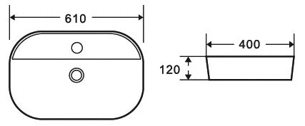 LT 2203 61х40 см. Овална мивка за монтаж върху плот, височина 12 см, произход Гърция – онлайн магазин KERANOVA