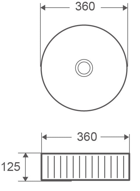 LT 3283-S Ф36 см. Кръгла купа за монтаж на плот 36x12,5 см, бял дизайн, онлайн магазин за обзавеждане за бани KERANOVA