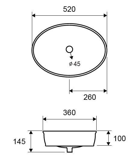 Купа LW 10150 52х36 см. — класическа вградена мивка 52x36x14.5 см, от Гърция, онлайн магазин KERANOVA
