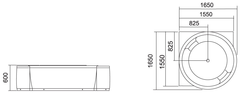 Вана Liberia 165х165 см. хидромасажна вана 4 места, 4 възглавници, 4 джета, пневматично управление, помпа 1.2 к.с., размери 165х165х60 см - KERANOVA