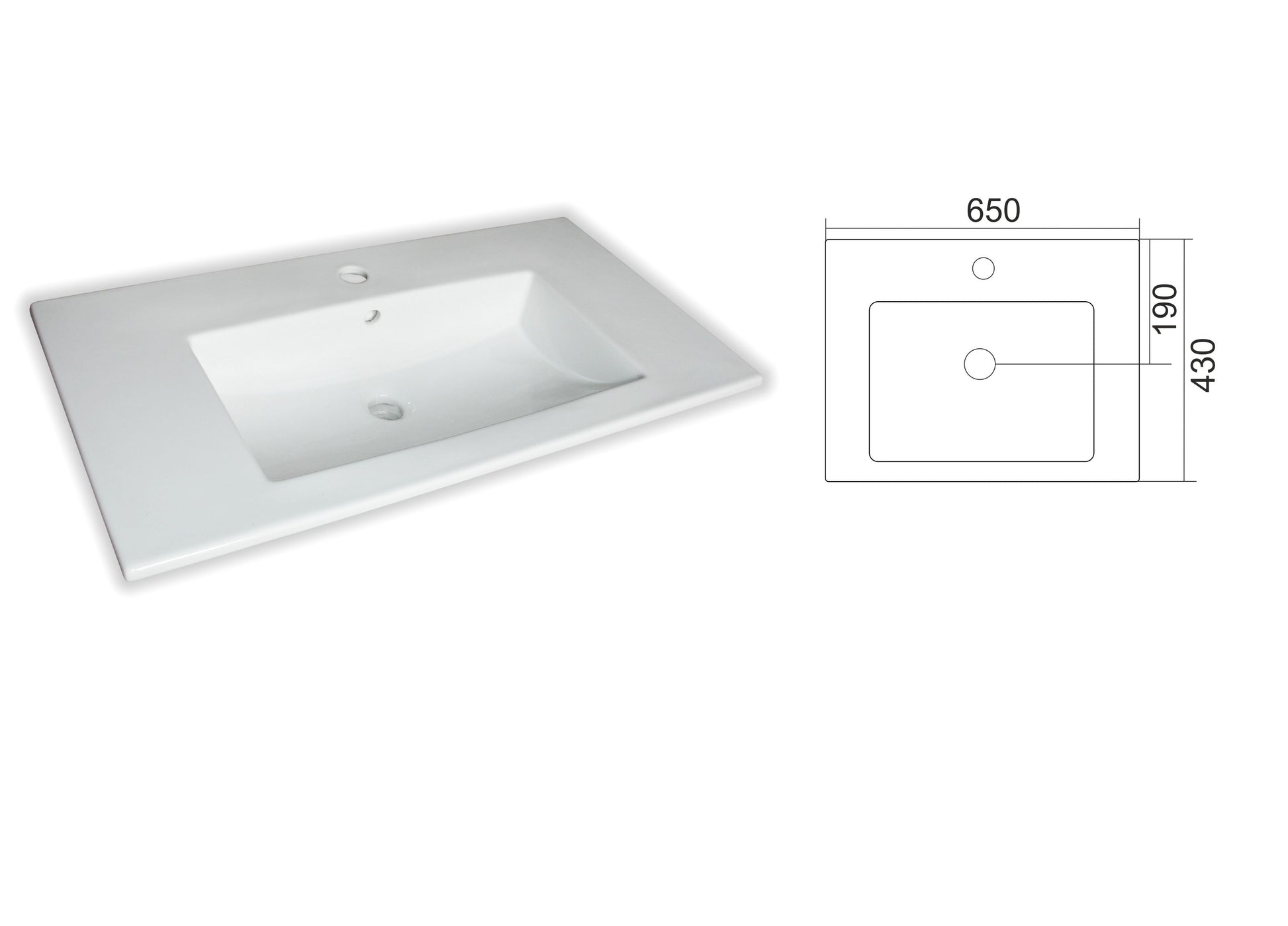 Серия Ema 65 см. бяла мивка Fayans Линеа за долен шкаф 650x430 мм, онлайн магазин за обзавеждане за бани KERANOVA