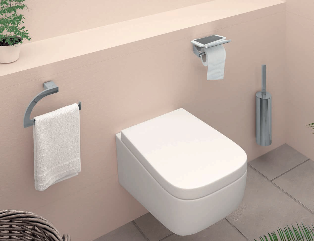 Серия Luxor 2100 - Chrome луксозни аксесоари за баня, хромови държач за тоалетна хартия и четка, онлайн магазин KERANOVA