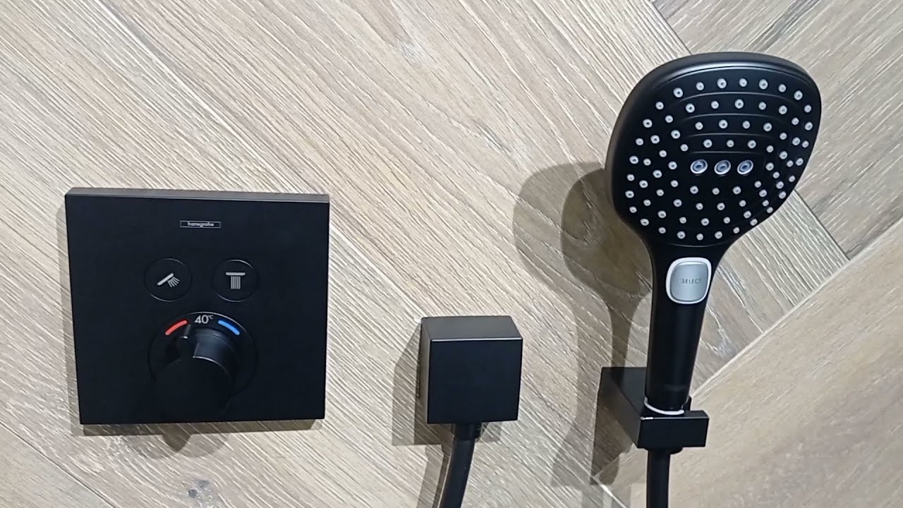 Hansgrohe Luxury Shower SET black matt вграден термостат и ръчен душ Raindance E 300 черен мат за KERANOVA онлайн магазин