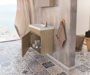 Luxus 60 PL Wood шкаф с мивка от онлайн магазин за обзавеждане за бани KERANOVA, дървен шкаф с отворена вратичка