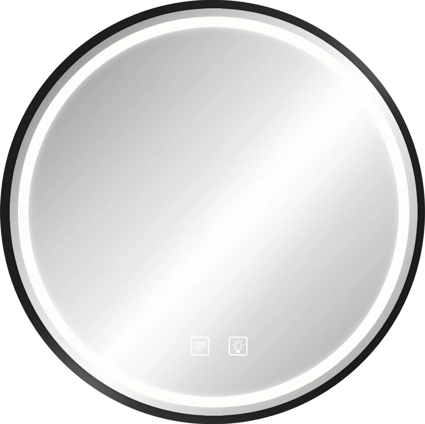 Огледало с осветление и подгрев MMJ Black Ф60 см. – кръгло баня огледало с LED, три цвята светлина, антифог нагревател, touch, KERANOVA онлайн магазин