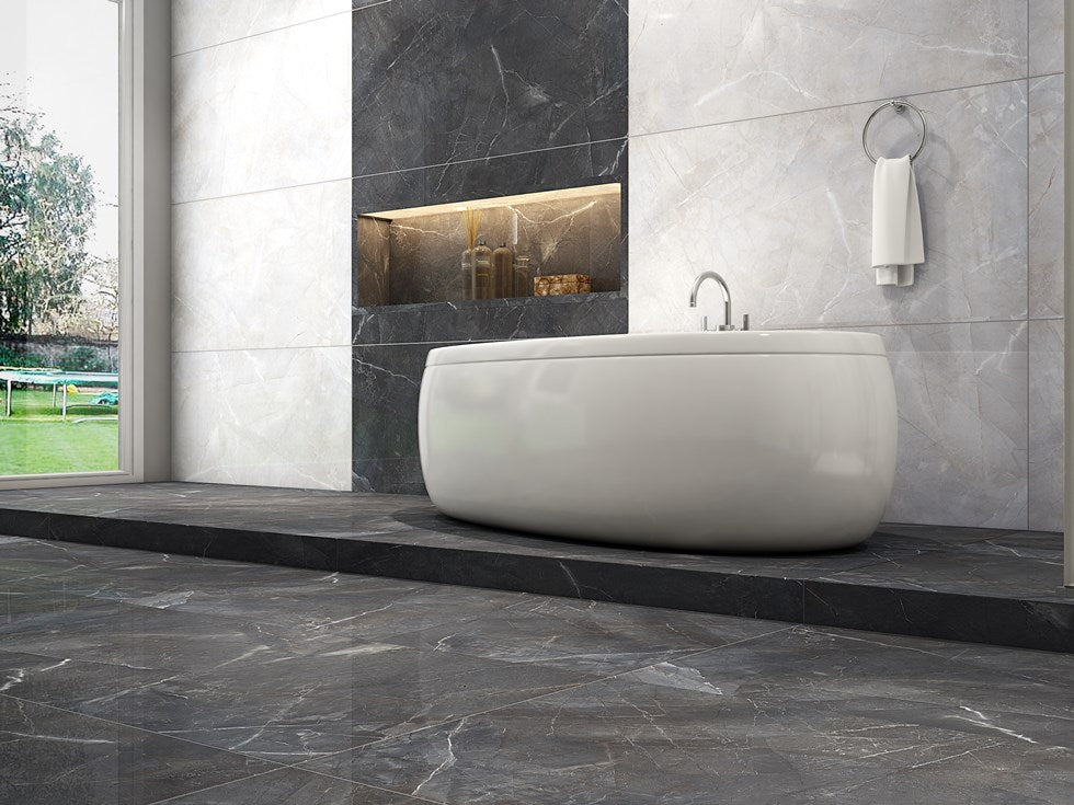 Manhattan Graphite Grande 80x160 см. широкоформатен гранитогрес в баня, онлайн магазин за обзавеждане KERANOVA