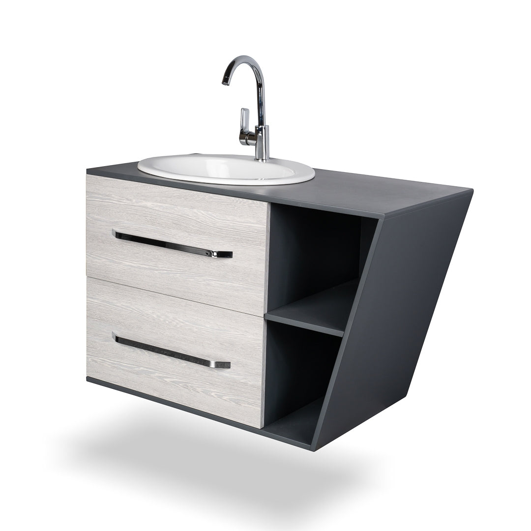 шкаф с мивка Марго 100 см. бял PVC с порцеланова мивка NEO, 2 чекмеджета с плавно затваряне – KERANOVA онлайн магазин