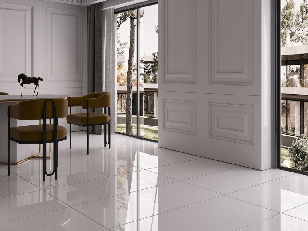 Marjinal White 60x120 - Qua бял полиран гранитогрес в модерен интериор, онлайн магазин за обзавеждане за бани KERANOVA