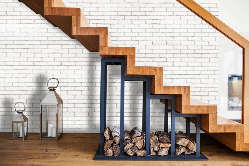 Masterbrick - 13 цвята бели декоративни изкуствени тухли за облицовка на стена под дървено стълбище - KERANOVA онлайн магазин