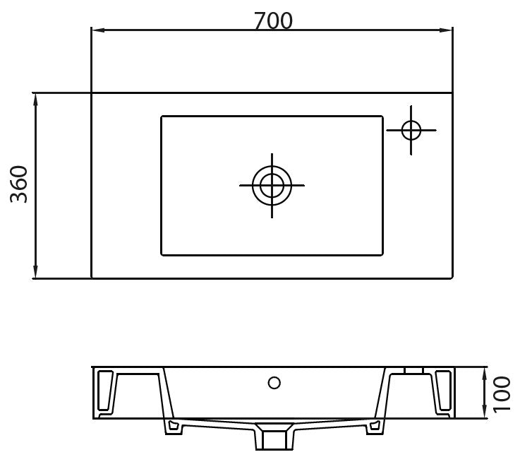 Мивка Minos 70х36 см. порцеланова стенна мивка 70x36x10 см с отвор за смесител онлайн магазин KERANOVA