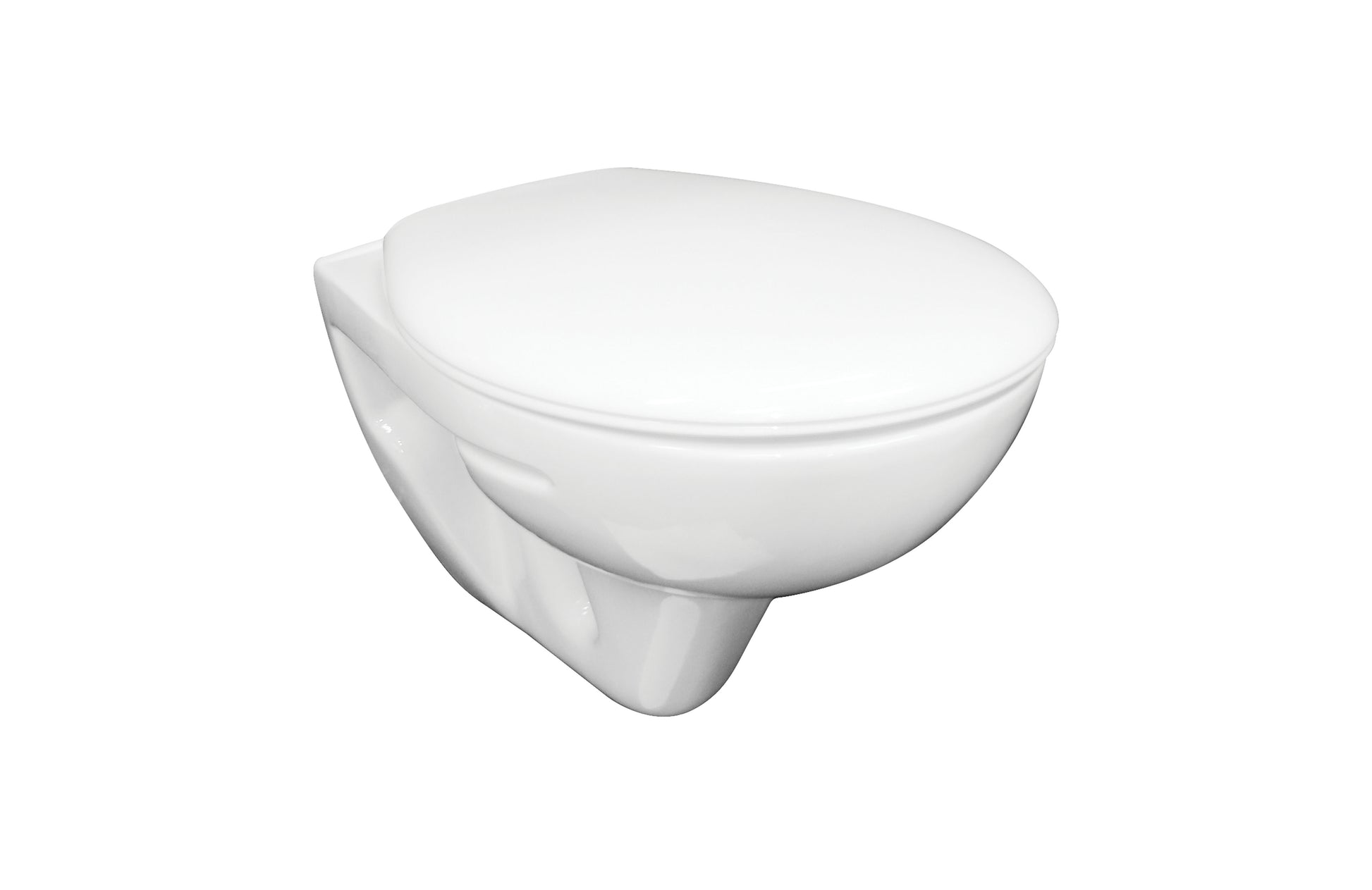 Комплект Eco Compact + Mira - Fayans бял стенен унитаз с капак, модерен компакт дизайн за онлайн магазин за обзавеждане KERANOVA