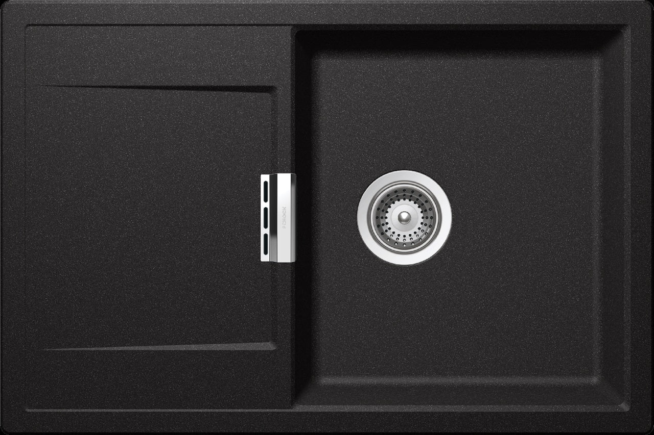 Гранитна мивка Schock Mono D100 - 8 цвята, черен модел Carbonium (90), Cristadur, шкаф 50 см, онлайн магазин KERANOVA