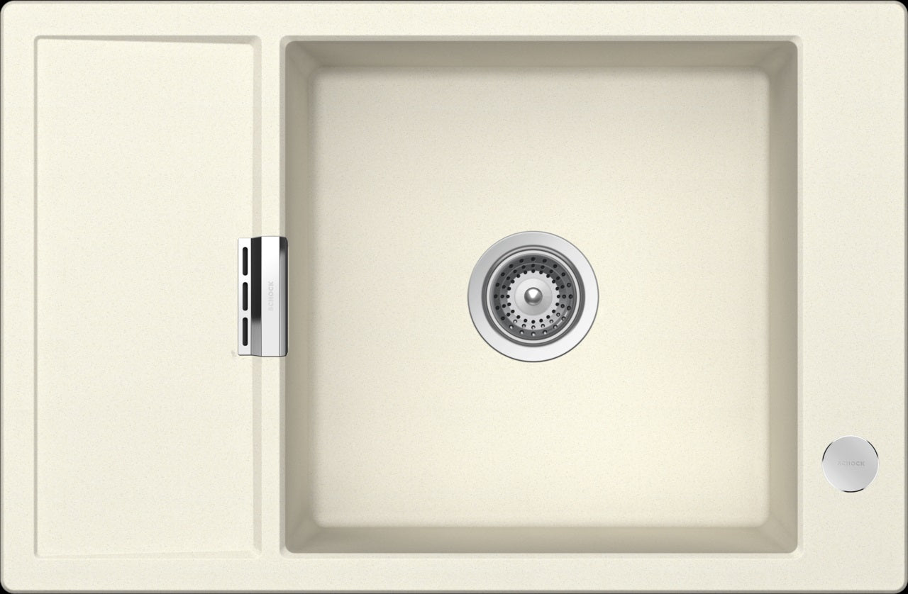 Гранитна мивка Schock Mono D100XS - 8 цвята, компактен Cristadur бял Puro, керамичен сифон, за шкаф 60 см - KERANOVA онлайн магазин