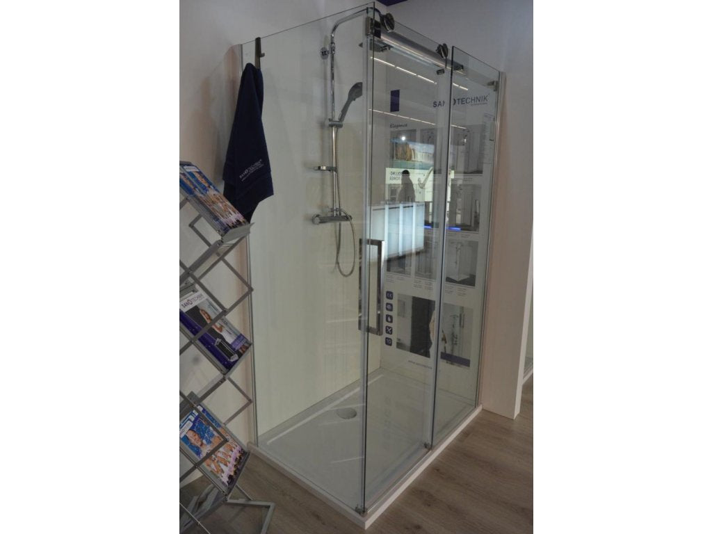 Кабина Saphir - 90x140 см. асиметрична душ кабина 8 мм закалено стъкло, магнитен уплътнител, алуминиев профил - KERANOVA онлайн магазин