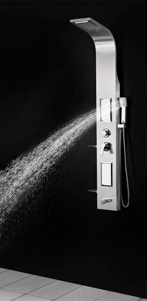 Хидромасажен душ панел Napoli от неръждаема стомана с душ пита, водопад, хидромасажни джети и ръчен душ - онлайн магазин KERANOVA