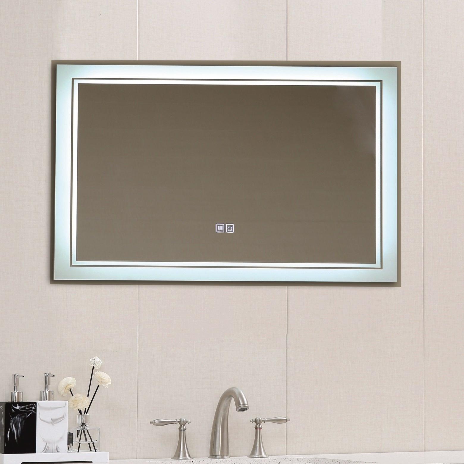 Огледало с осветление Нелис 80х60 см. с LED 6500K, touch control и антизамъгляване – онлайн магазин за обзавеждане за бани KERANOVA