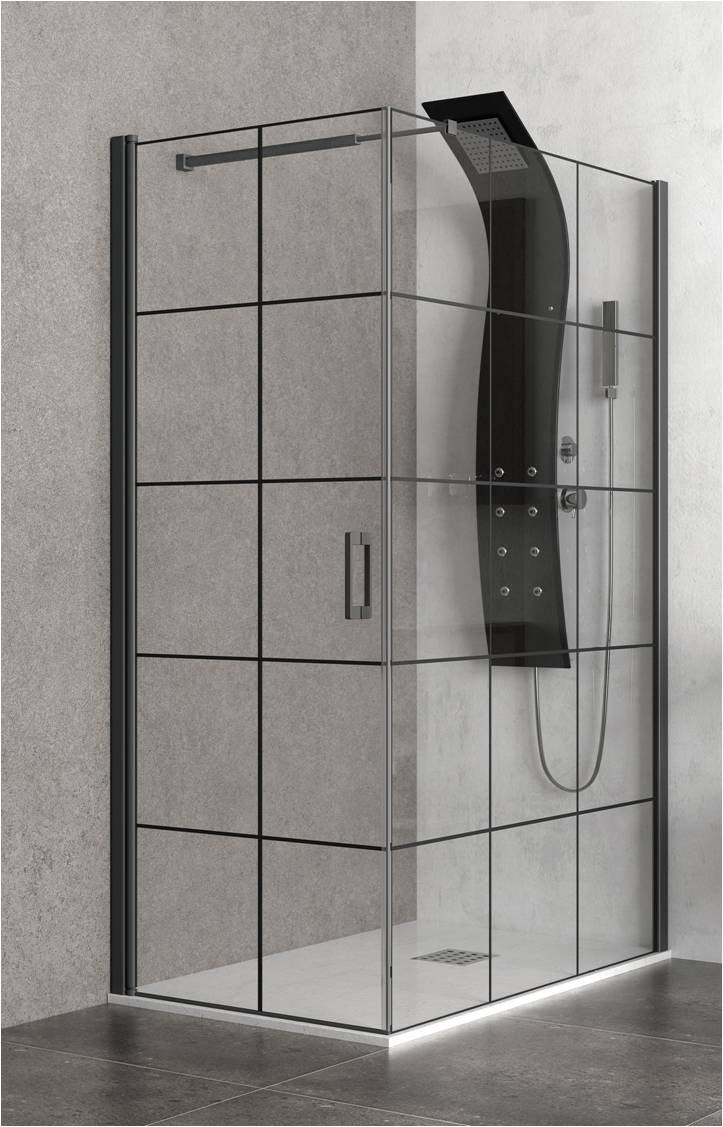 Душ кабина с врата Nero Box - 80х120 см. черна алуминиева панта, 6 мм частичен мат, KERANOVA онлайн магазин за бани