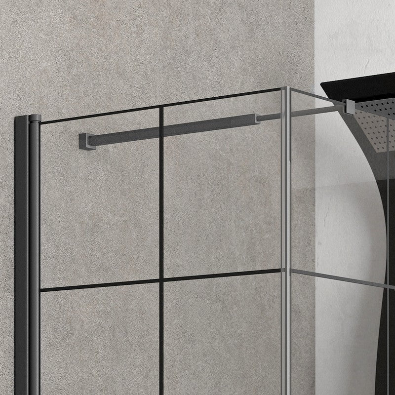 Душ кабина с врата Nero Box - 80х90 см. черна алуминиева панта, 6 мм частично матово закалено стъкло, усилващ лост - KERANOVA онлайн магазин