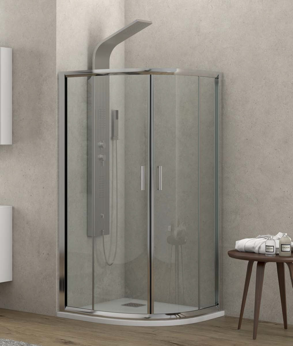 Душ кабина New Flora 200 - 90x90 см. овална с прозрачни 5.5 мм закалени стъкла, хромиран профил, магнитни уплътнения, височина 180 см - KERANOVA