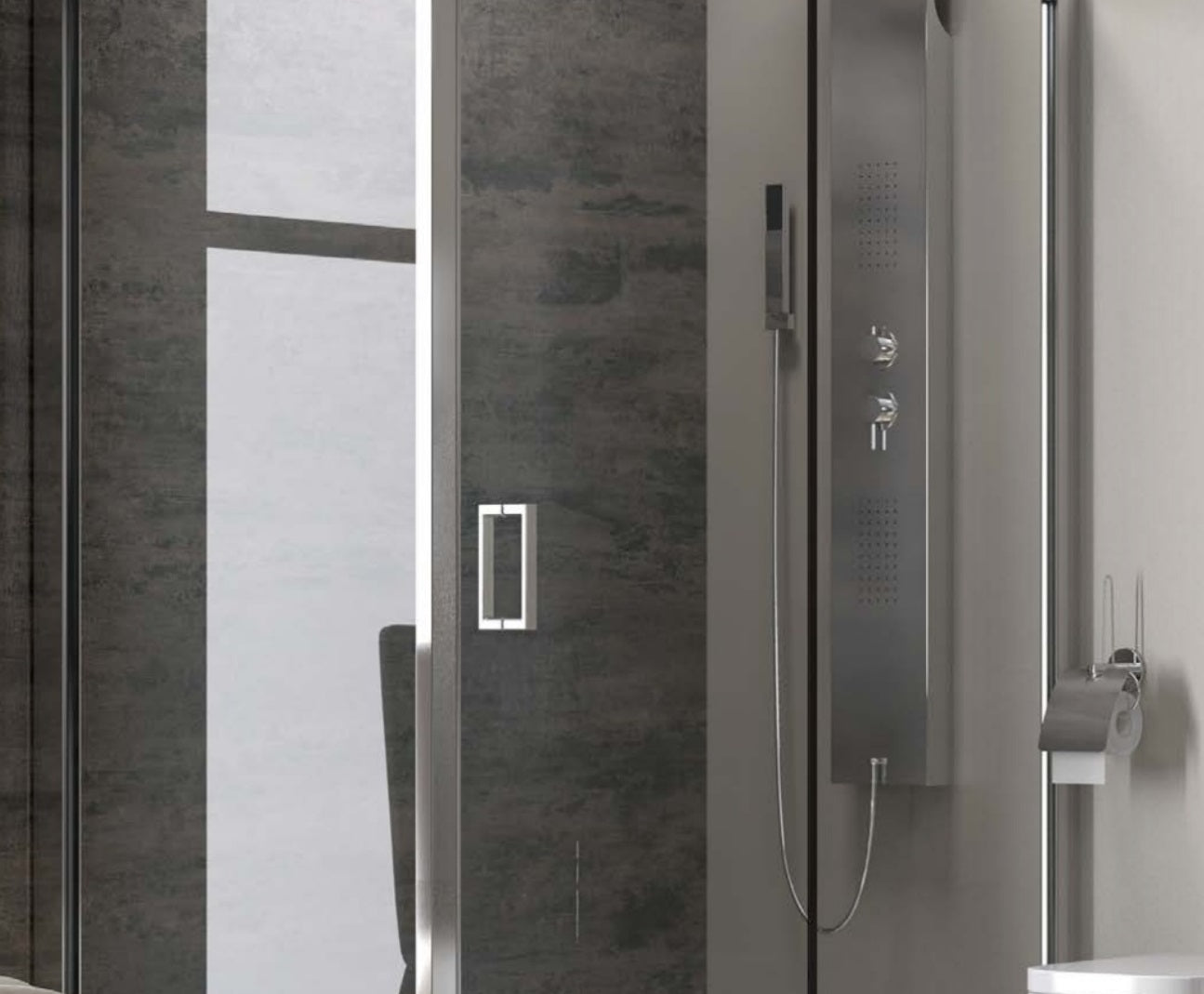 New Flora 500 SN10 - 90х140 асиметрична душ кабина с 5,5 мм закалено стъкло, магнитен уплътнител, алуминиев профил - KERANOVA