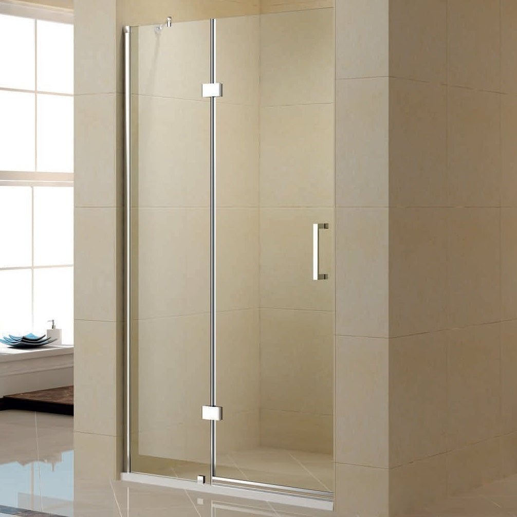 ON 400 - 130x195 СМ. Стъклен параван за баня с една отваряема и една стационарна част, хромиран профил, 6 мм закалено стъкло - KERANOVA