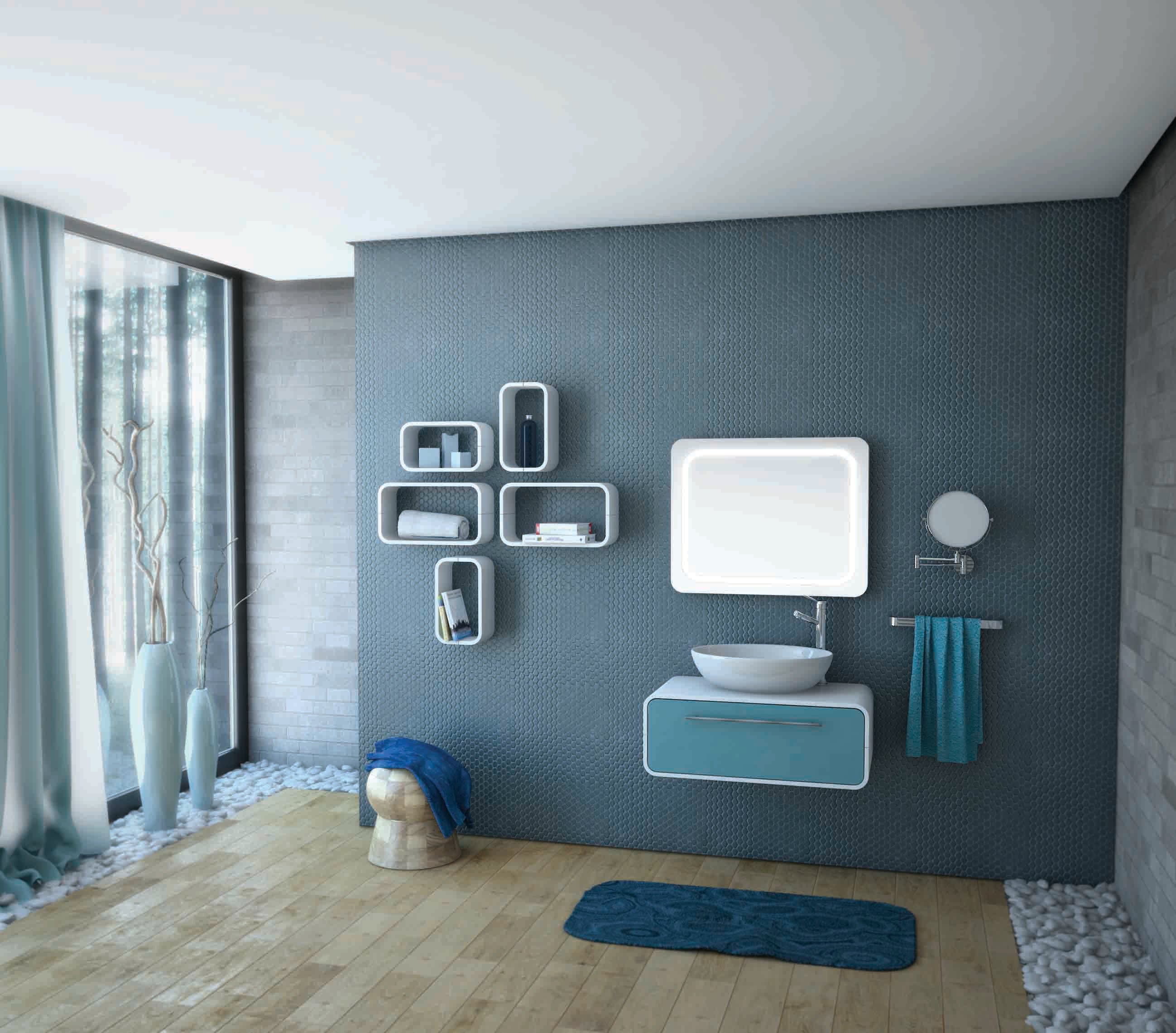 Серия Oval 80 - модерна баня с PVC шкаф 80х42х30, мивка тип купа и огледало с LED, онлайн магазин за обзавеждане за бани KERANOVA