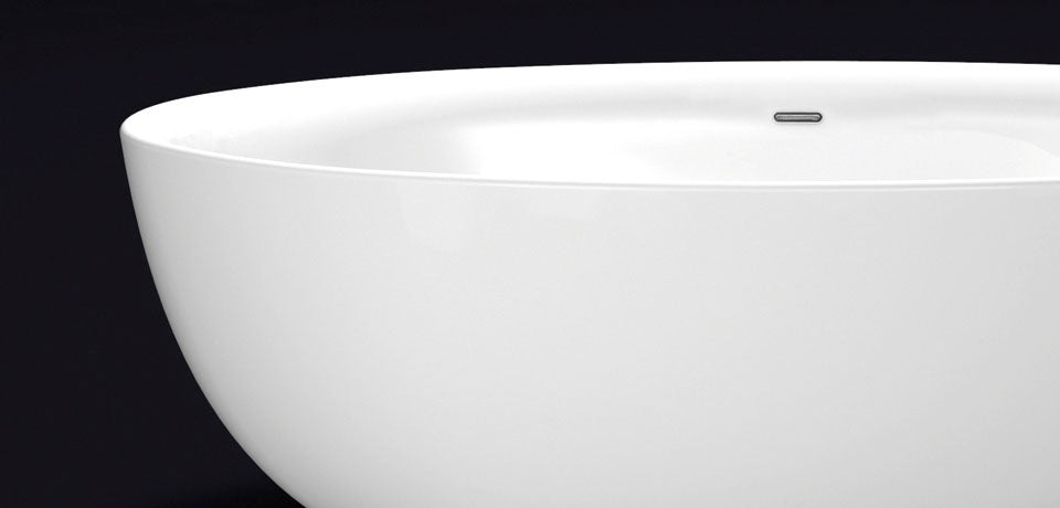Свободно стояща вана Oval 186х89 см. бяла акрилна двустенна вана с клик-клак сифон, преливник и стандартни крачета за онлайн магазин KERANOVA