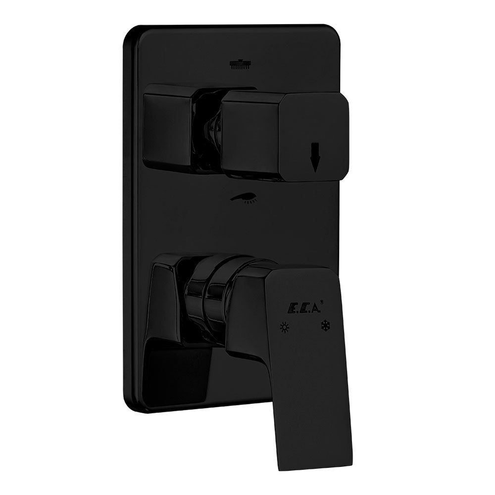 Вграден сет Tiera Black - черен вграден смесител с въртящ се превключвател и PVD покритие, онлайн магазин KERANOVA