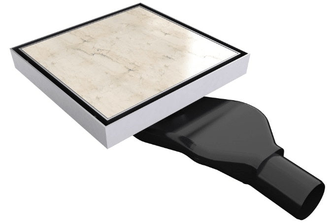 Сифон за вграждане на плочка с клапа и воден затвор 12х12 см. – квадратен подов сифон с въртящо отточно тяло и решетка, KERANOVA онлайн магазин