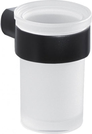 PI10-14 стенна чаша за баня, матово стъклено покритие и черна монтажна скоба — онлайн магазин за обзавеждане за бани KERANOVA