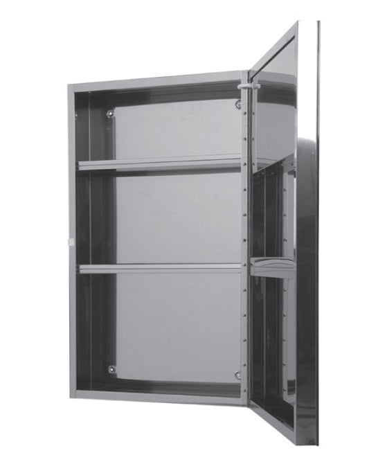 Огледален шкаф с осветление PIC007 от неръждаема стомана с LED осветление 6400K, влагозащита IP67, размер 40x67x15 см - KERANOVA