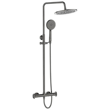 Душ колона Muro Graphite - Laveo с 25 см душ пита, ръчен душ и телескопична стойка за баня – онлайн магазин KERANOVA