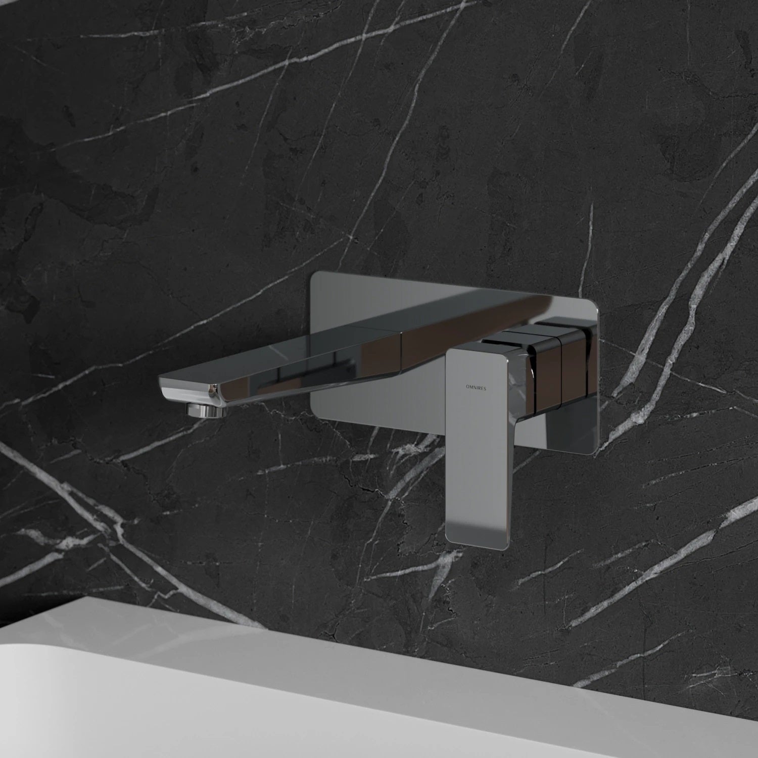 Вграден смесител за мивка Omnires Parma Chrome - хром, дължина чучур 17 см, комплект тяло за вграждане, онлайн магазин KERANOVA