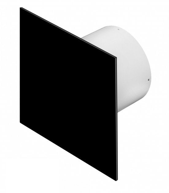 Вентилатор за баня Escudo Black стъклен панел с черен гланц, прав дизайн, 13W, 110 m3/h, IPX4 – онлайн магазин KERANOVA