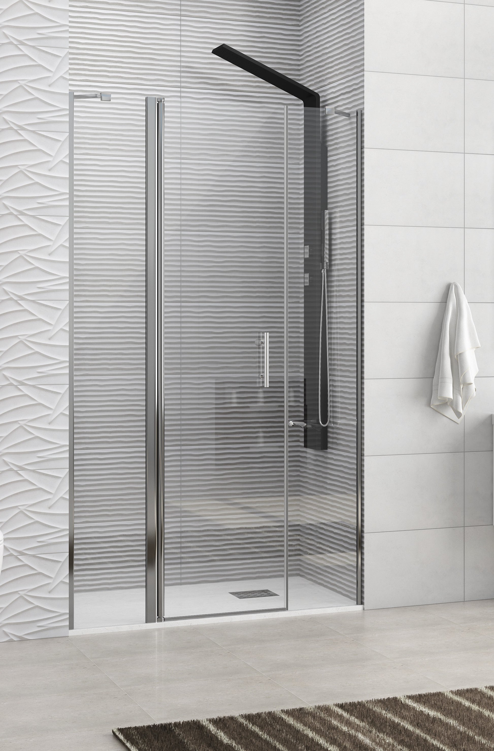 Panex 600 - 116.5-121.5 см. - отваряема врата стъклен параван за баня с хромиран профил 6 мм закалено стъкло KERANOVA