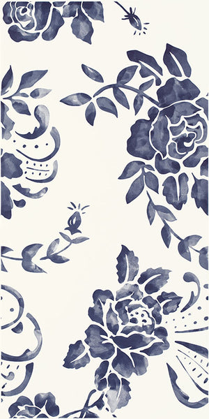 Porcelano Blue Decor 30x60 - онлайн магазин KERANOVA за бани, синьо-бял флорален декор плочка