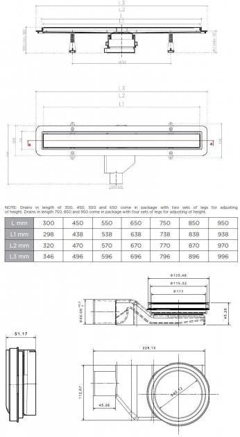 Confluo Primo Compact Line - черен мат - Pestan линейна душ канална план схема за монтаж KERANOVA онлайн магазин