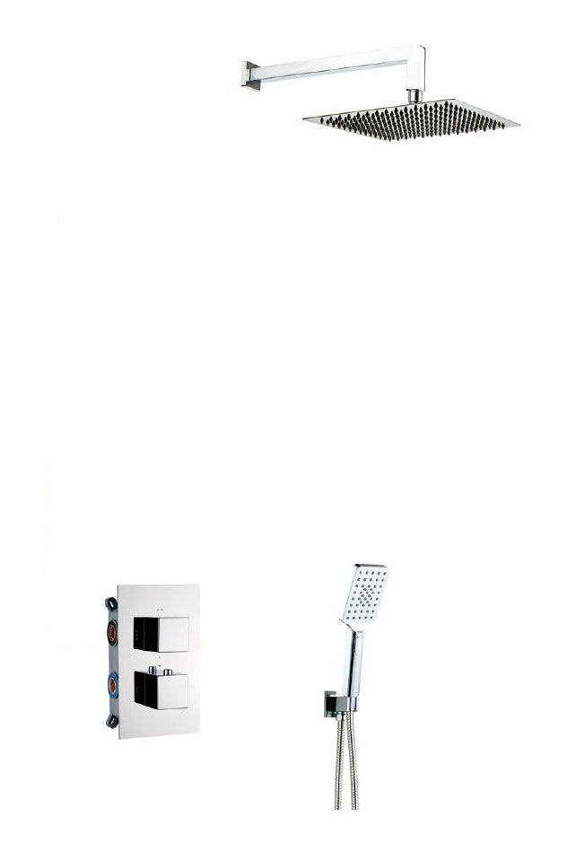 Вградена душ система с термостат QUTEC - Aquagrif вграден комплект с термостатичен смесител, душ пита 25x25 см и ръчен душ за KERANOVA