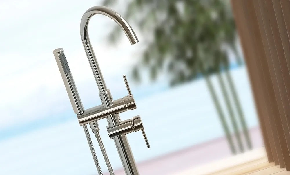 Свободностоящ смесител за вана REA Lungo Ortis Chrome - хром, двупътен превключвател, ръчен душ, KERANOVA онлайн магазин