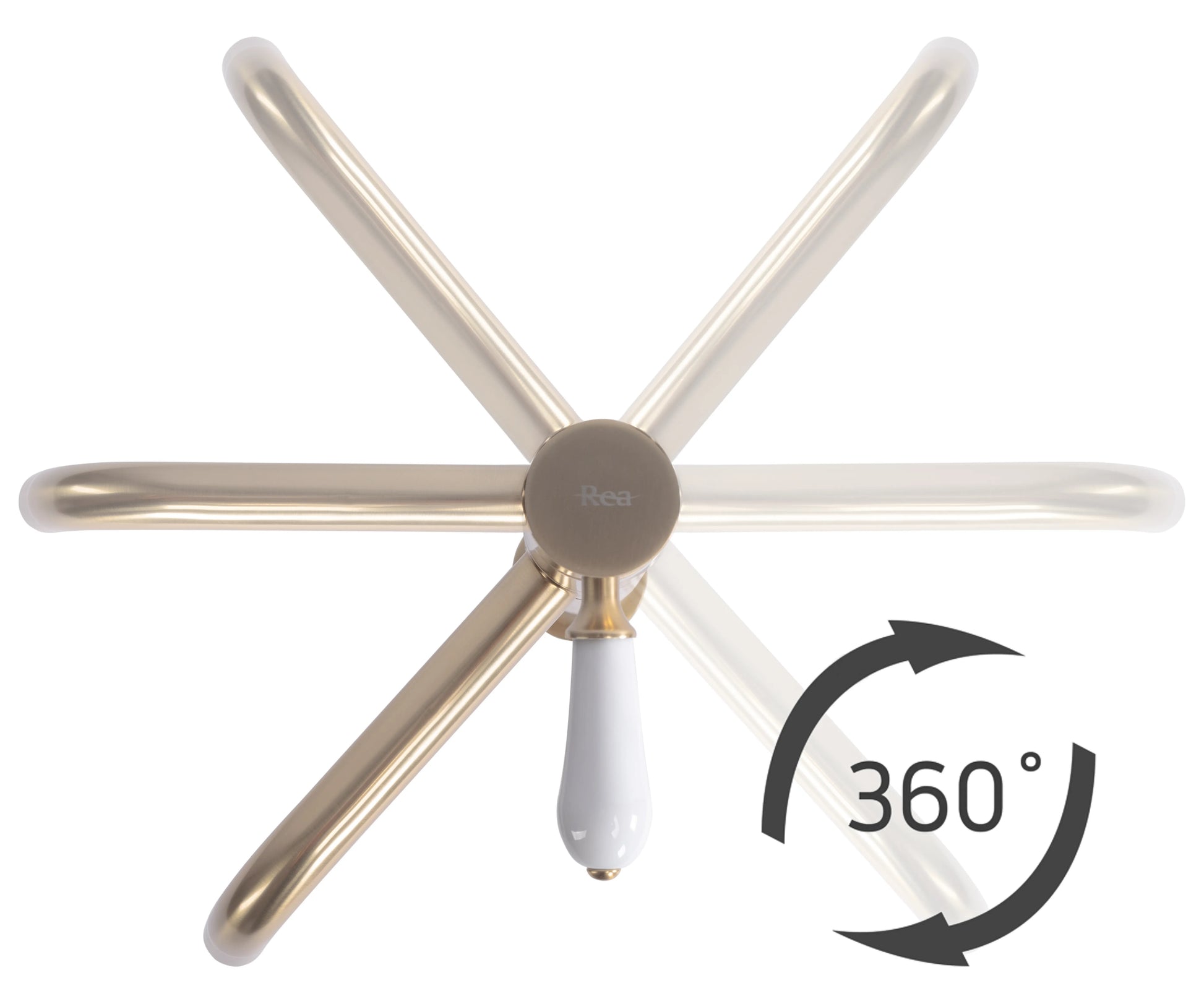 Висок смесител Serra Brush Gold High - REA в четкано злато, въртящ се чучур 360°, класически дизайн за баня - KERANOVA