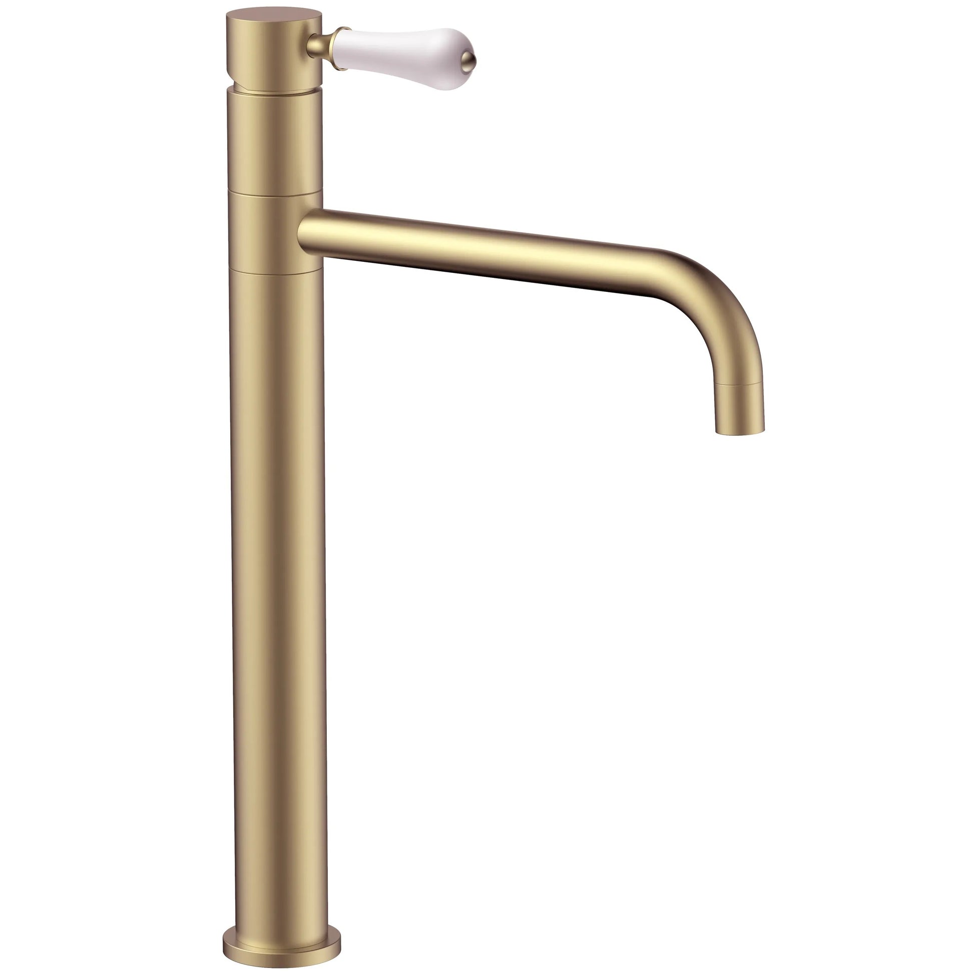 Висок смесител Serra Brush Gold High - REA, четкано злато PVD, класически дизайн за мивка купа, онлайн магазин KERANOVA