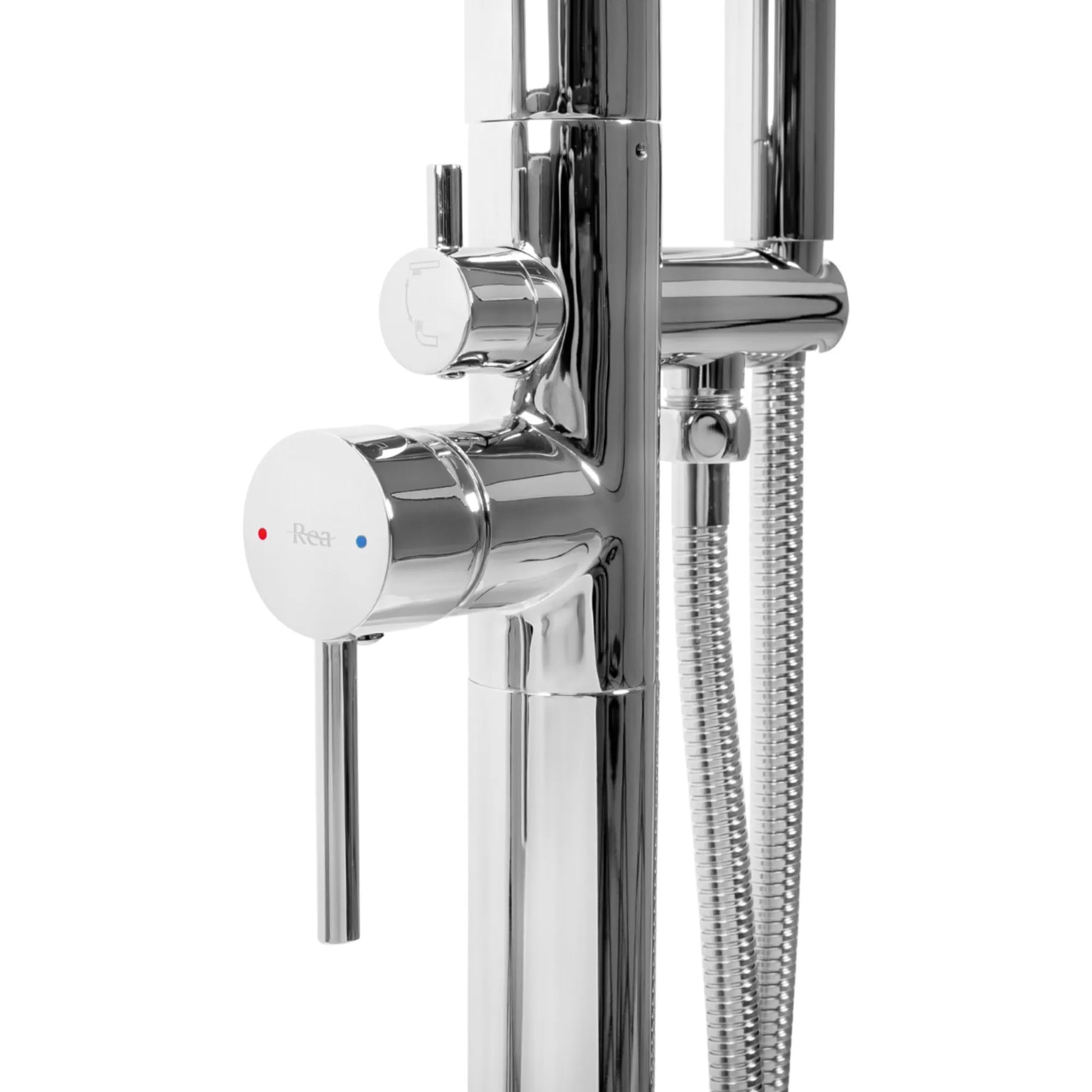 Свободностоящ смесител за вана REA Flores Chrome хромирано тяло с ръчен душ и 150 см шлаух - онлайн магазин KERANOVA