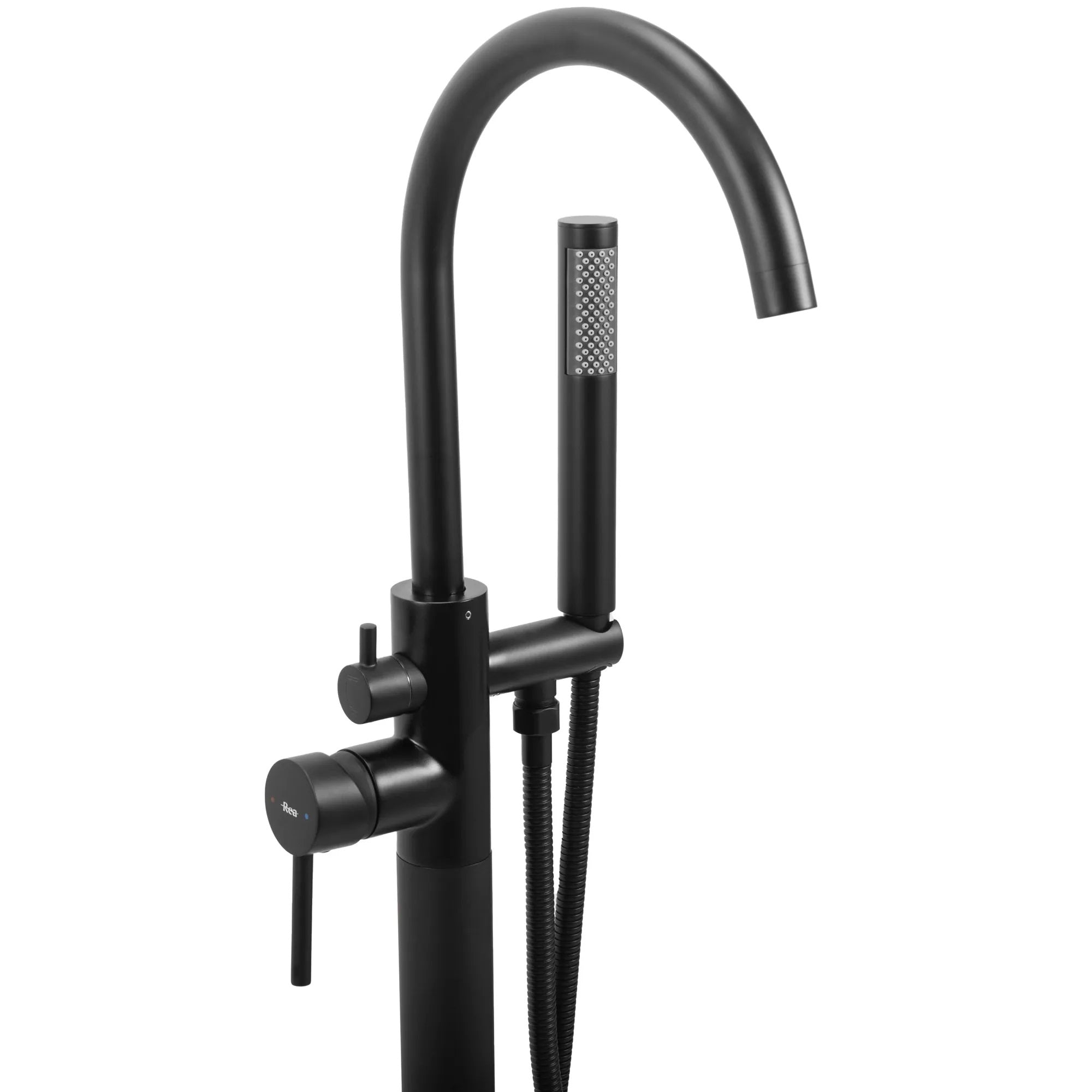Свободностоящ смесител за вана REA Mono Black - черен мат стоящ смесител с ръчен душ и 150 см шлаух, KERANOVA онлайн магазин