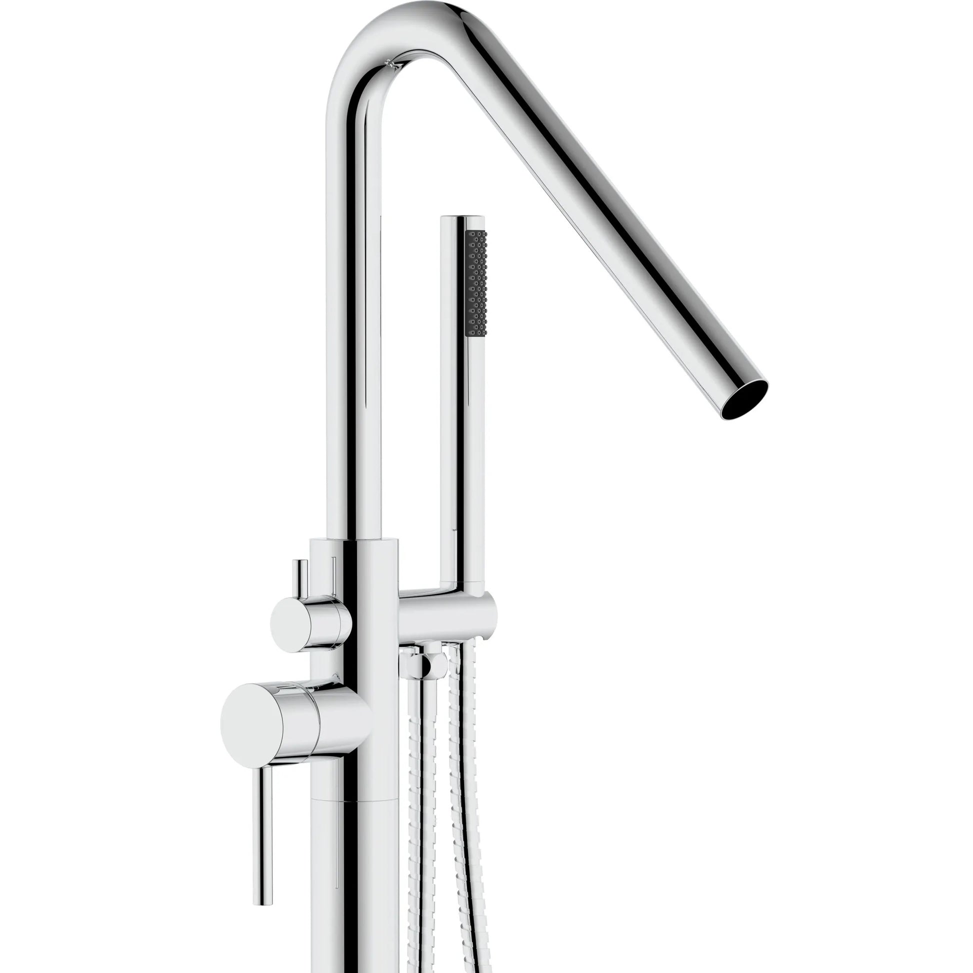 Свободностоящ смесител за вана REA Aras Chrome - хромиран модерен стоящ смесител с ръчен душ за баня, онлайн магазин KERANOVA